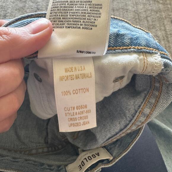 AGOLDE Criss Cross Upsized High Rise Distressed Hem Jean - Suburbia Size 28 - Picture 11 of 11